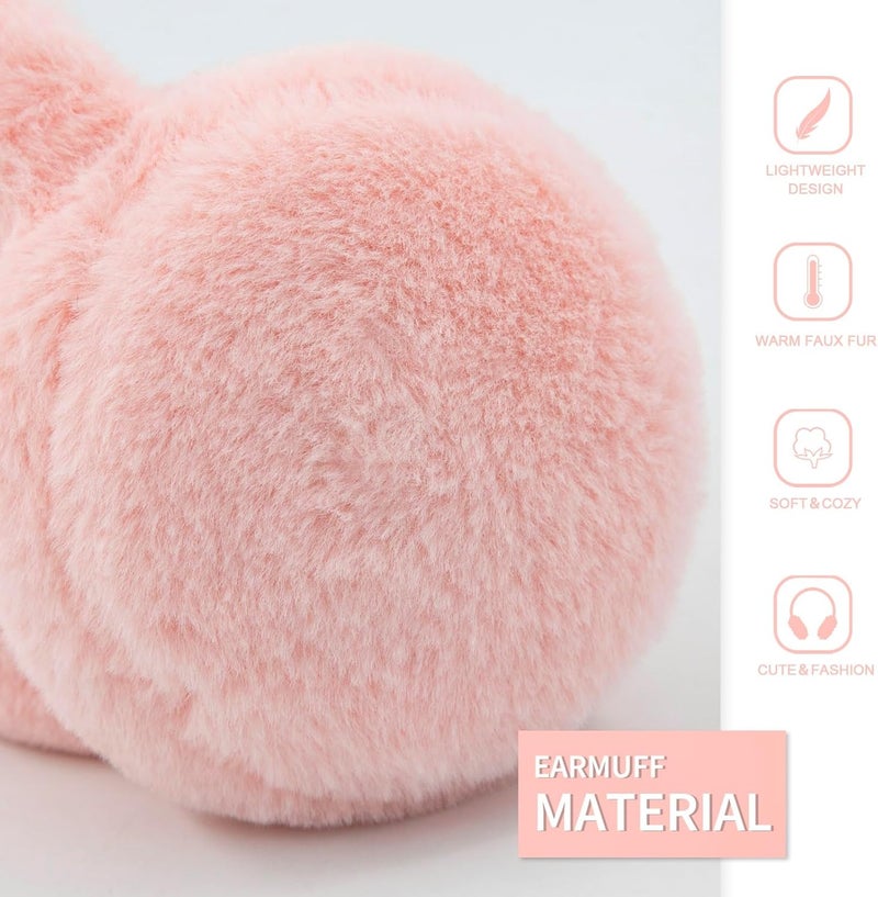 YATANAM Women Ear Muffs Winter Girls White Earmuffs Fuzzy Kids Black Ear Muff Cute Fluffy Ear Warmers Foldable Ear Covers Boy - Image 3
